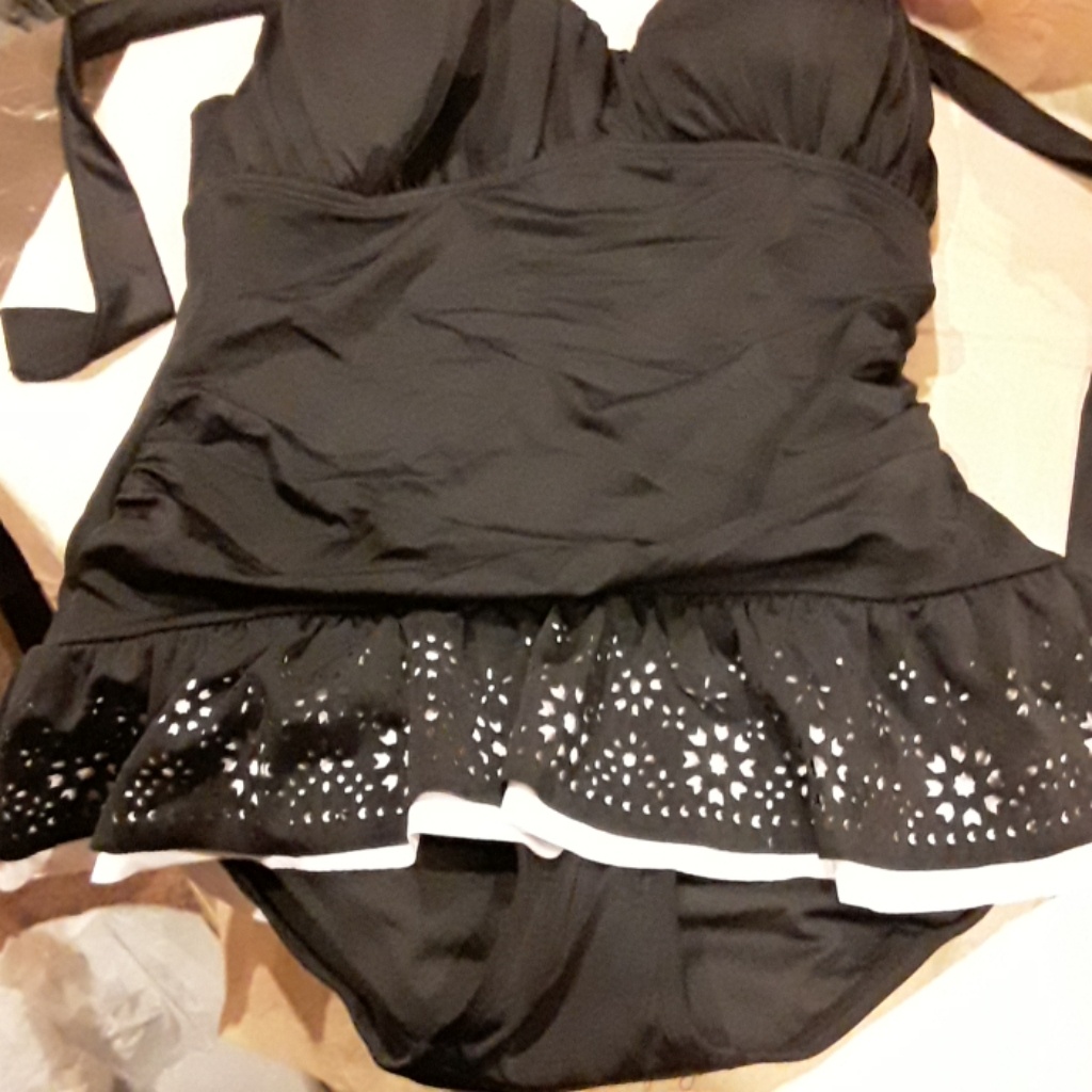 Missy Lasercut Swimdress Black Onyx Bathsuit.